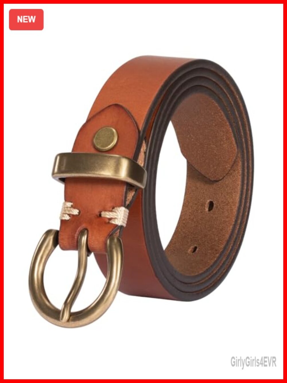 Genuine Leather Belt Solid Brass Buckle Full Grain